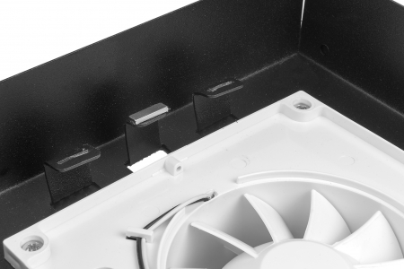 Теневой диффузор под плитку с вентилятором FoZa 207х207 с вентилятором на шарикоподшипнике 100СК, обратный клапан, черная, 100мм